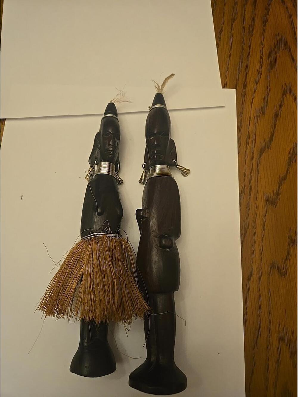 Vintage Set Hand Carved Kenyan African Wood Figures Tribal Culture Heritage Art